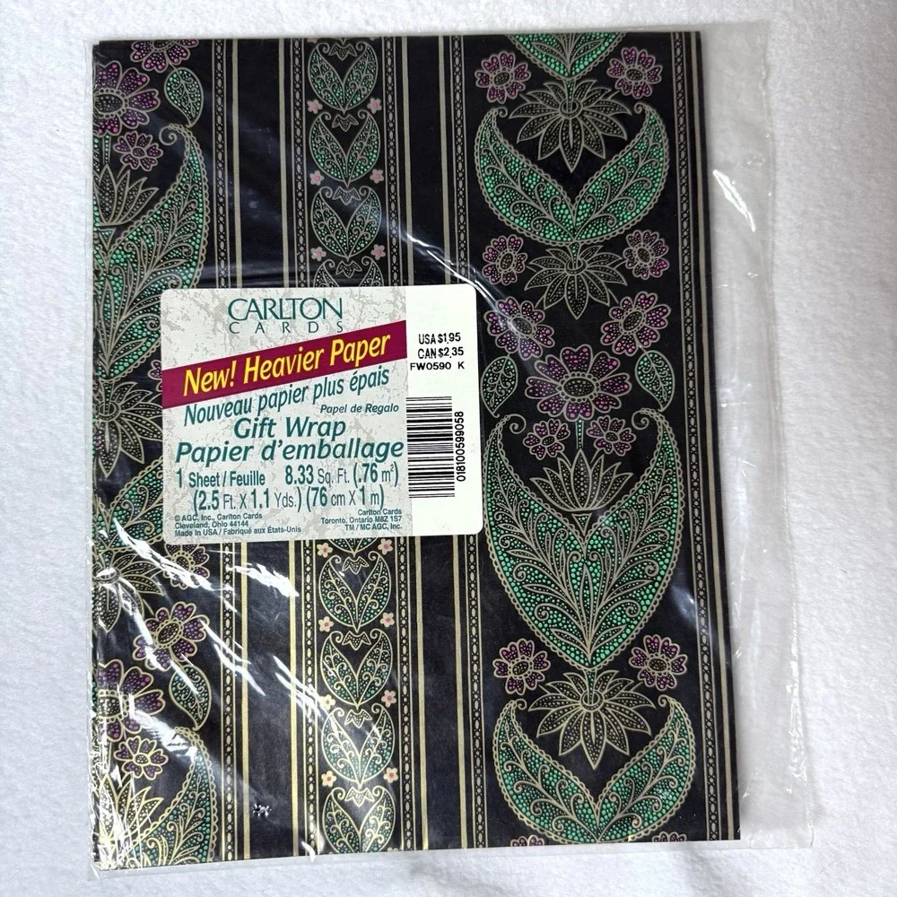 Vintage Gift Wrap Lot of 5 Packs Retro Paisley Cats Safari Animals Floral Heart